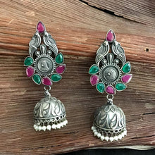 Ruby Green Oxidized Earring 7314-0712 - Dazzles Jewellery