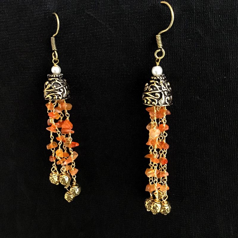 Orange Pearl Necklace Set - Dazzles Jewellery
