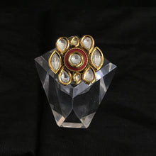 Kundan Adjustable Red Ring 7468-0953 - Dazzles Jewellery