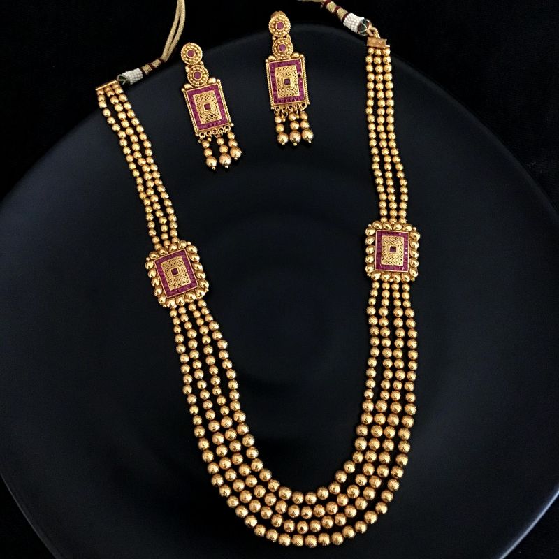 Ruby Pearl Necklace Set 7575-1116 - Dazzles Jewellery