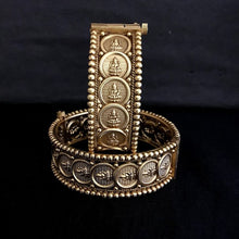 Antique Gold Finish Temple Bangles/Kada 7613-1206 - Dazzles Jewellery