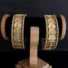 Antique Gold Finish Temple Bangles/Kada 7613-1206 - Dazzles Jewellery