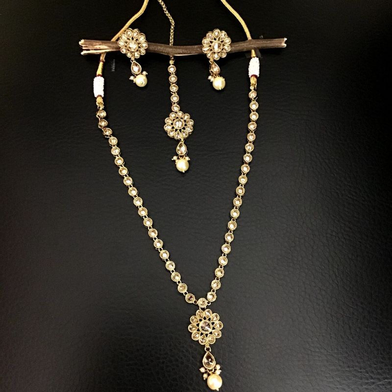 Round Neck Simple Antique Necklace Set - Dazzles Jewellery