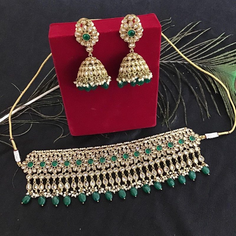 Green Antique Choker Set - Dazzles Jewellery