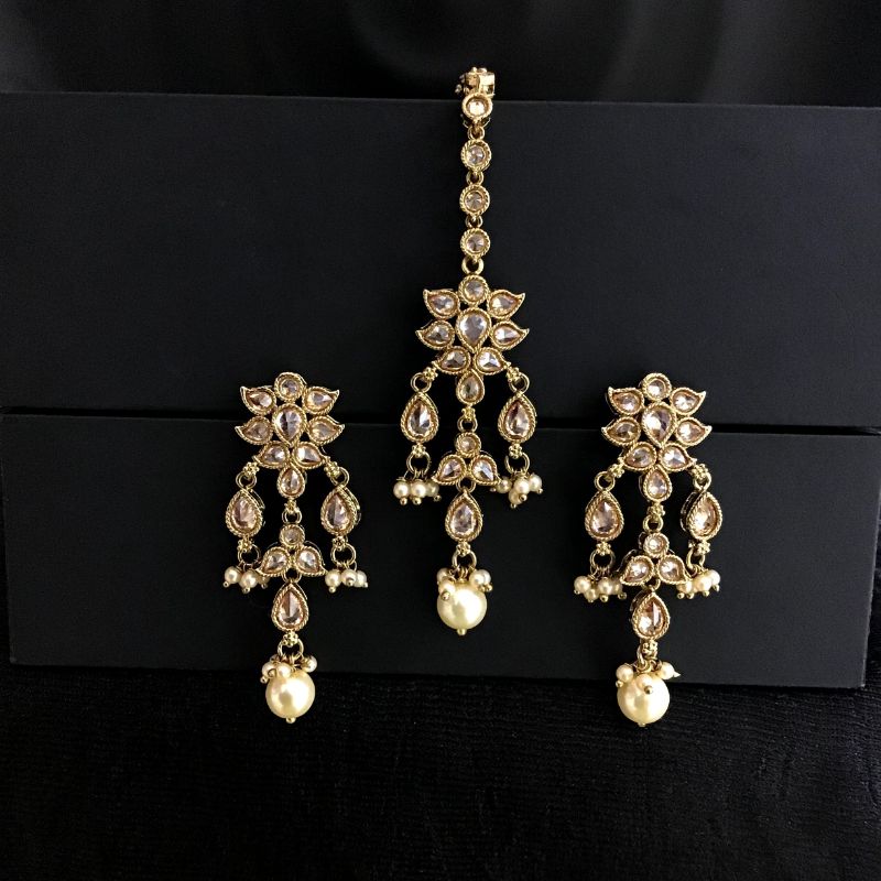 Antique Necklace Set With Pearl Latkan - Dazzles Jewellery