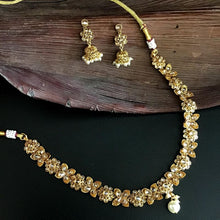 Champagne Gold Look Necklace Set 7843-1572 - Dazzles Jewellery