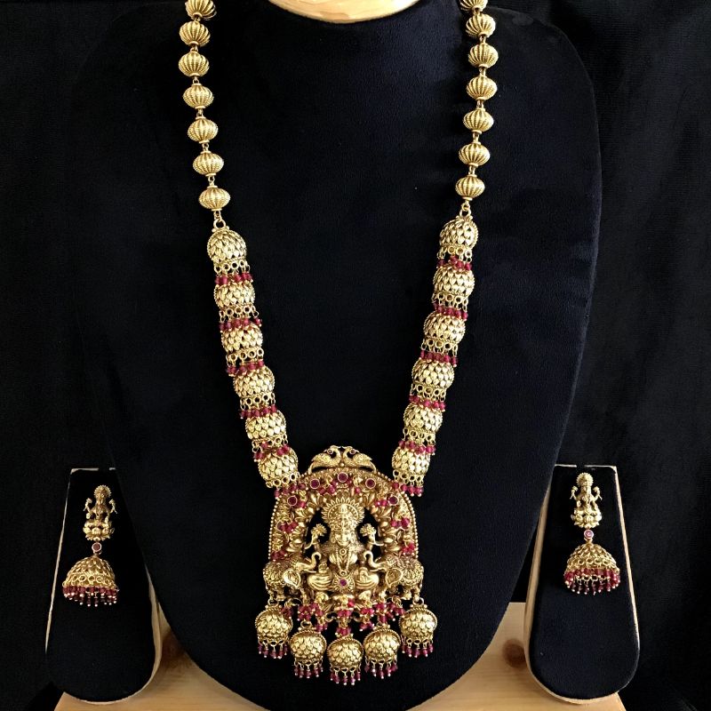 Ruby Temple Pendant Set 7854-1588 - Dazzles Jewellery