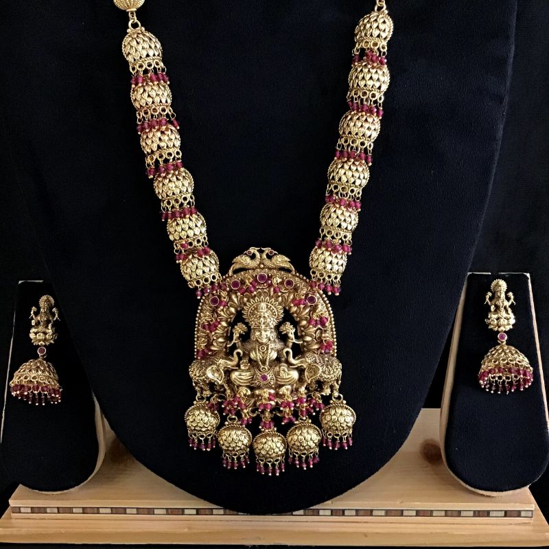 Ruby Temple Pendant Set 7854-1588 - Dazzles Jewellery