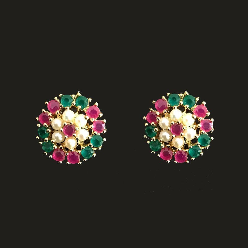 Ruby Green Jadau Earring - Dazzles Jewellery
