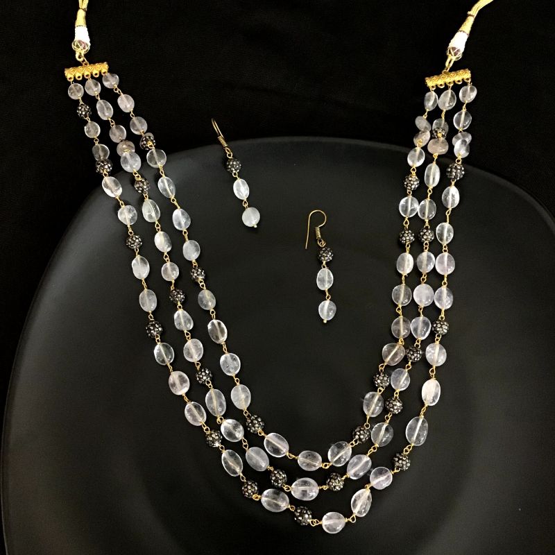 Gray Pearl Necklace Set - Dazzles Jewellery