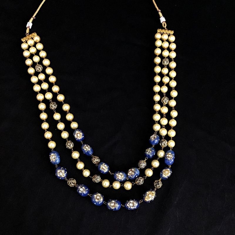 Blue Pearl Necklace Set - Dazzles Jewellery