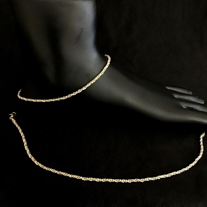 Two Tone Pure Silver Anklet 8346-2241 - Dazzles Jewellery