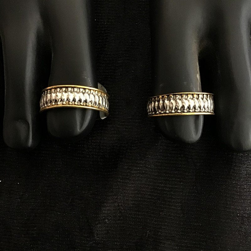 Two Tone Silver Thumb Toe Ring - Dazzles Jewellery