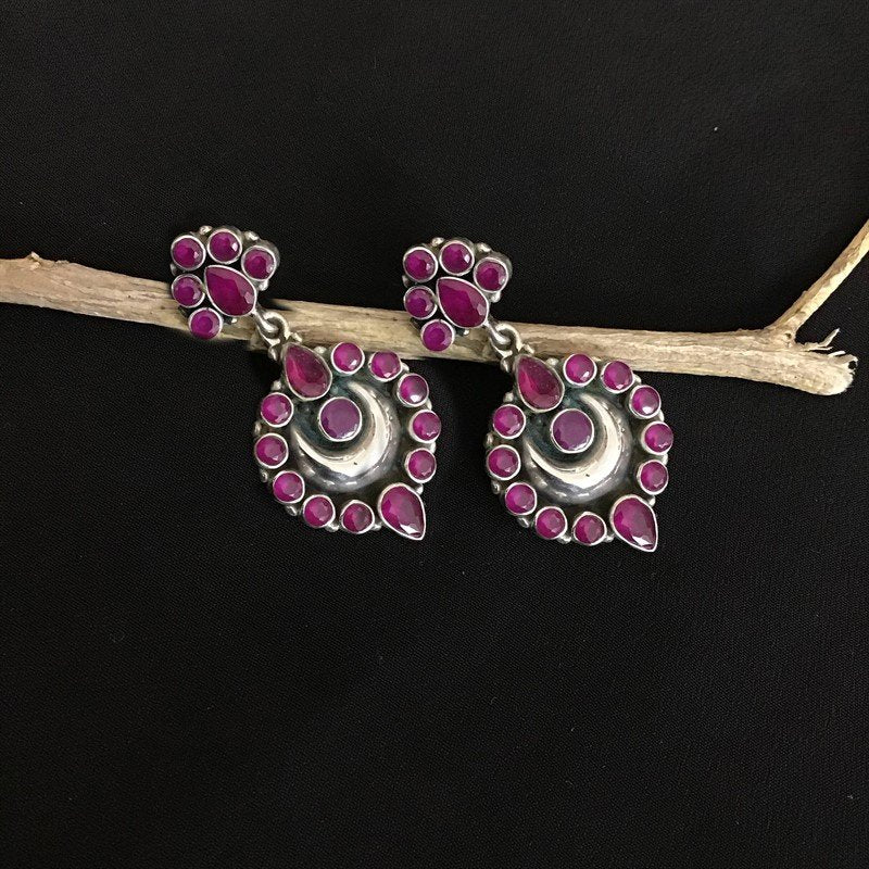 Ruby Silver Earring - Dazzles Jewellery