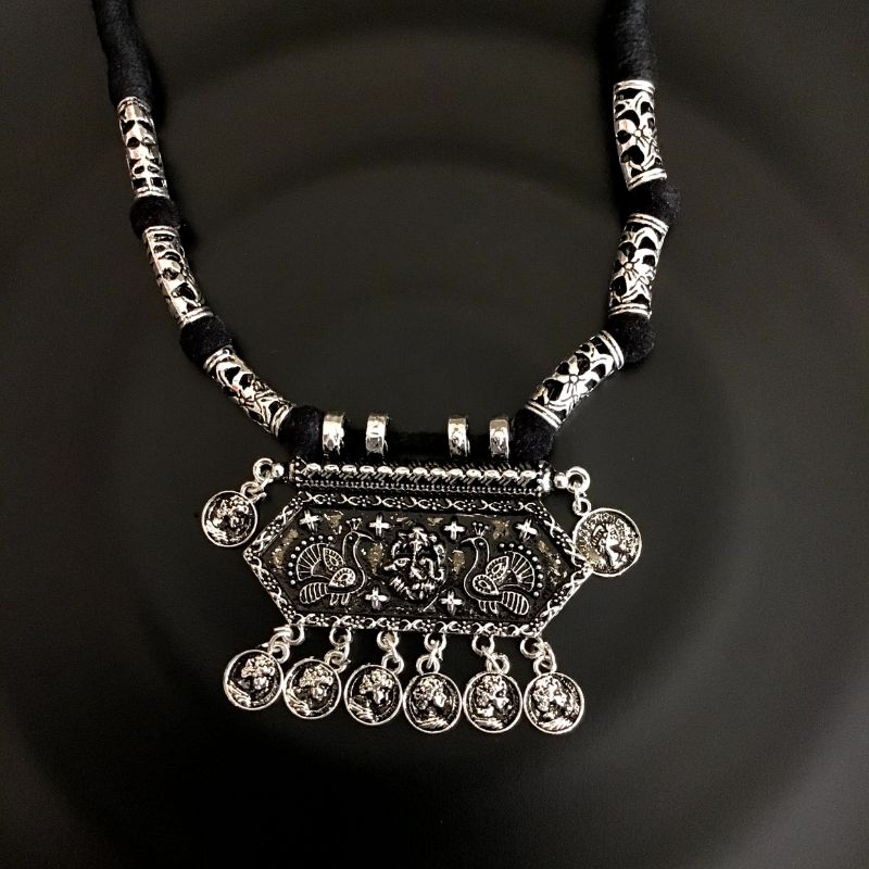 Black Oxidized Pendant Set 8667-2675 - Dazzles Jewellery