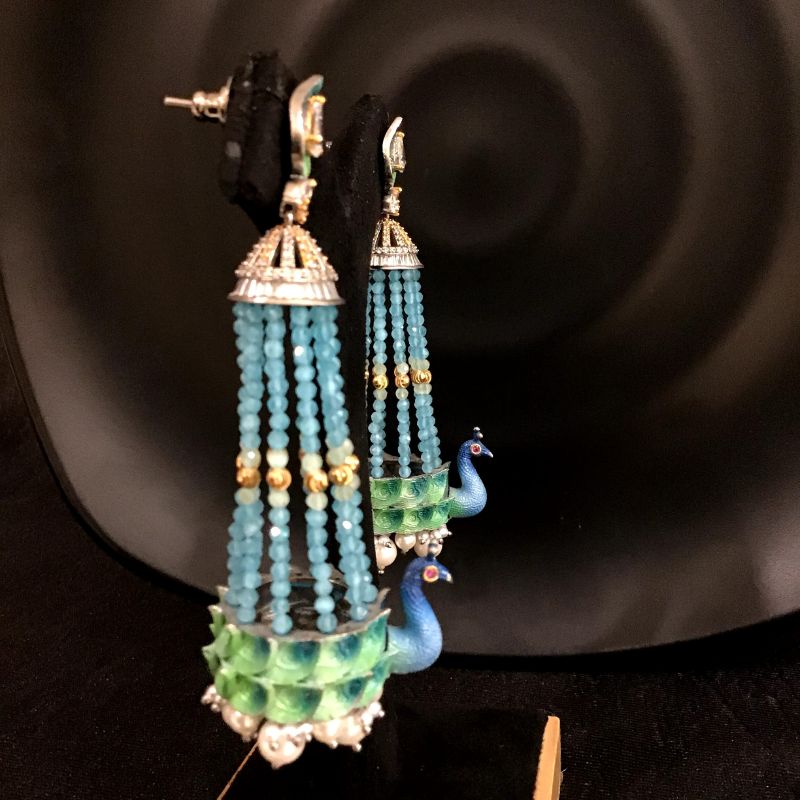 Blue Zircon/AD Earring 8764-2803 - Dazzles Jewellery
