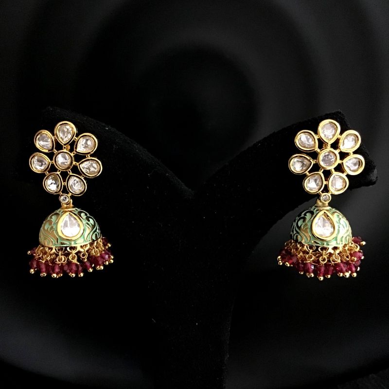 Mint Green Kundan Earring 8778-2822 - Dazzles Jewellery