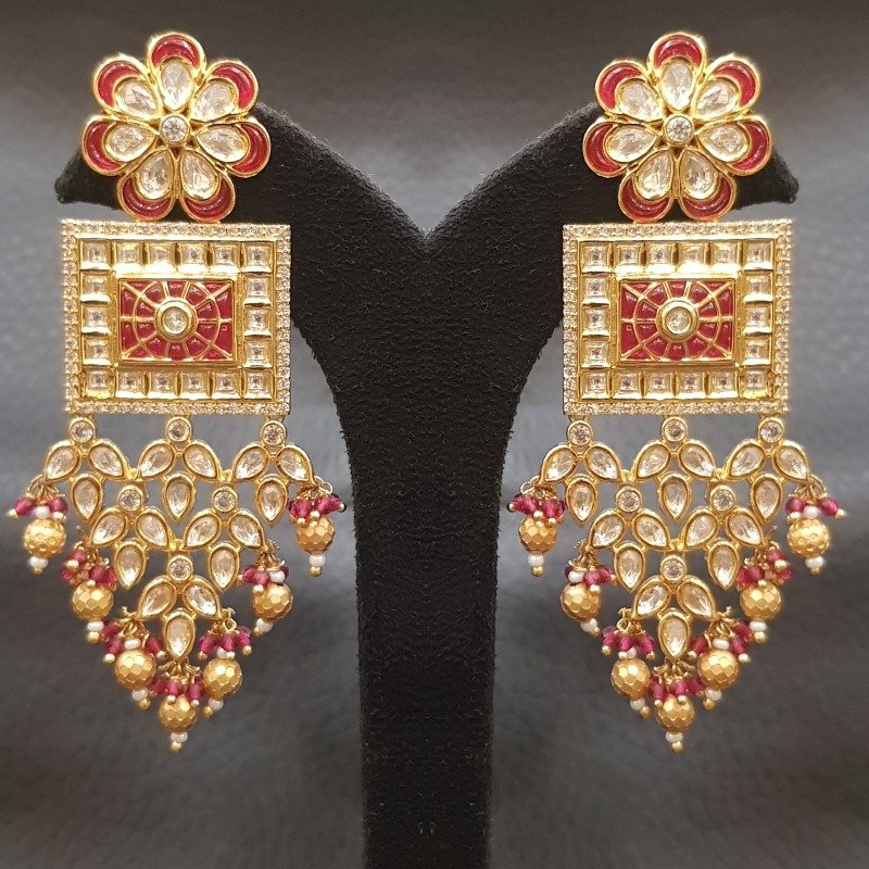 Ruby Kundan Earring 8790-2847 - Dazzles Jewellery