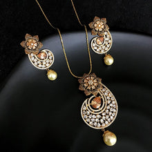 Red Zircon/AD Pendant Set 13659-0730 - Dazzles Jewellery