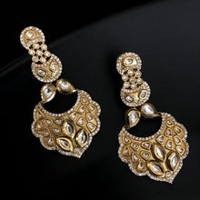 Elegant Kundan Earrings With Diamond And Kundan Work
