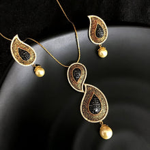 Black Zircon/AD Pendant Set 13670-0741 - Dazzles Jewellery