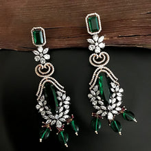 Green Zircon/AD Earring 9123-3541 - Dazzles Jewellery