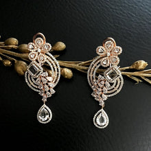 Beautiful American Diamond Light Earrings In Two Tone Polish