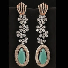 Zircon/Ad Long Earring: Available in Orange, Ruby, Pink, Green, blue & Mint Green Colors