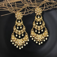 Kundan Long Chandbali with white pearls
