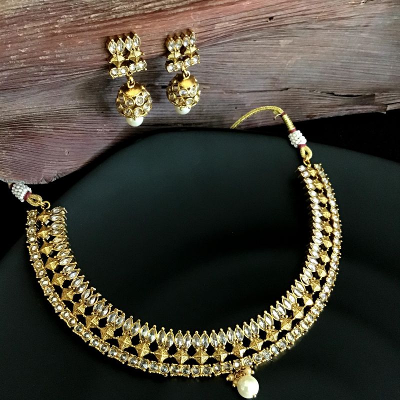 Gold Gold Look Necklace Set 9467-4300 - Dazzles Jewellery