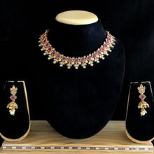 Ruby Gold Look Necklace Set 9473-4314 - Dazzles Jewellery