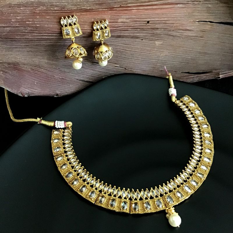Gold Gold Look Necklace Set 9474-4315 - Dazzles Jewellery
