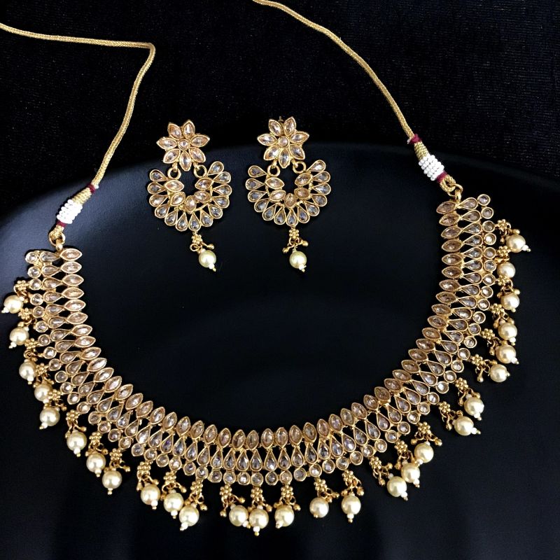 Gold Gold Look Necklace Set 9485-4335 - Dazzles Jewellery