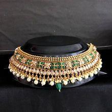 Green Gold Look Necklace Set 9530-4397 - Dazzles Jewellery