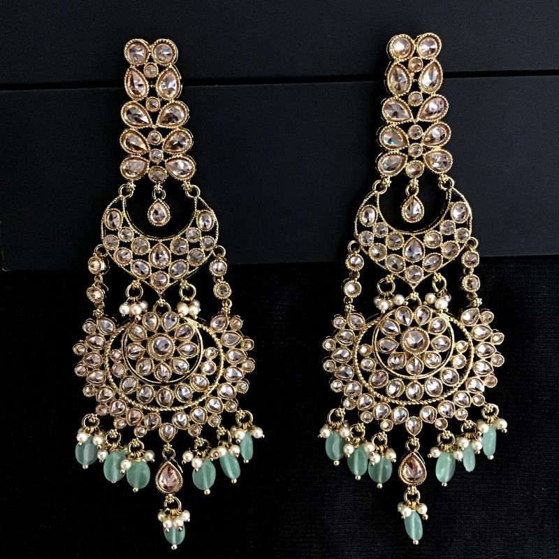 Mint Green Antique Earrings 9577-4480 - Dazzles Jewellery