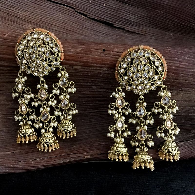 Peach Antique Earrings - Dazzles Jewellery