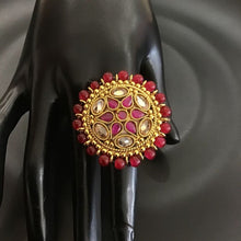 Ruby Ajustable cocktail Ring in Gold Finish 9714-4757 - Dazzles Jewellery