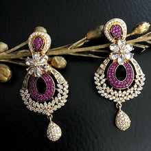 contemporary American Diamond Earrings With Ruby Stones