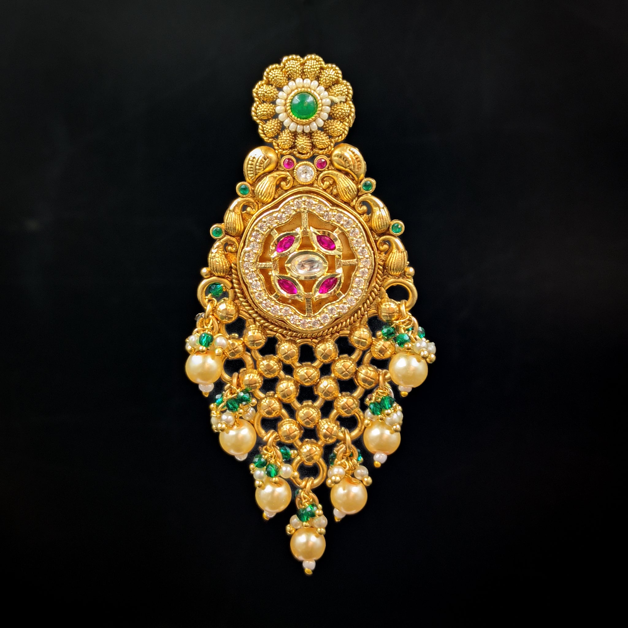 Ruby Green Gold Look Earring 15572-2719 - Dazzles Jewellery