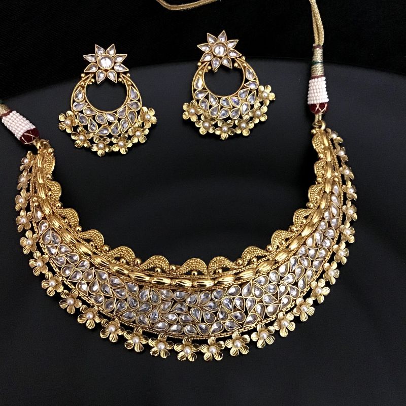 White Gold Look Necklace Set - Dazzles Jewellery