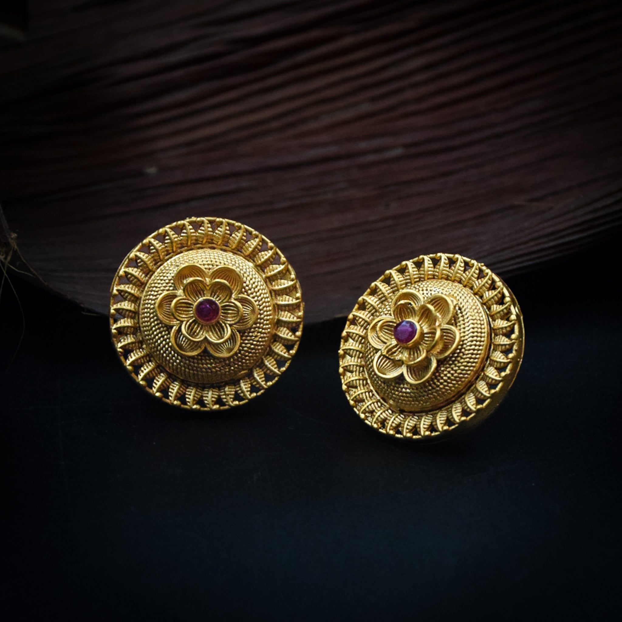Ruby Gold Look Earring - Dazzles Jewellery
