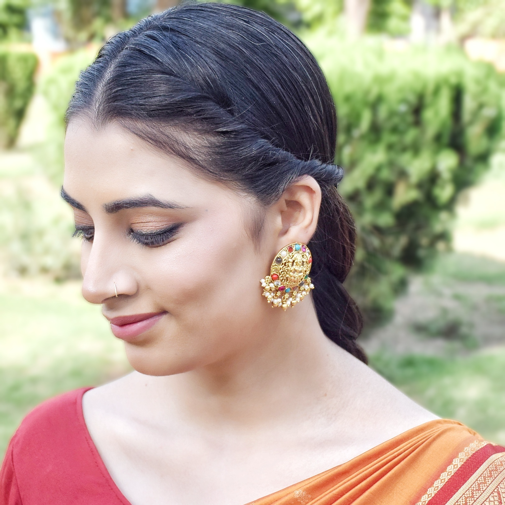 Tops/Studs Temple Earring 6604-28 - Dazzles Jewellery
