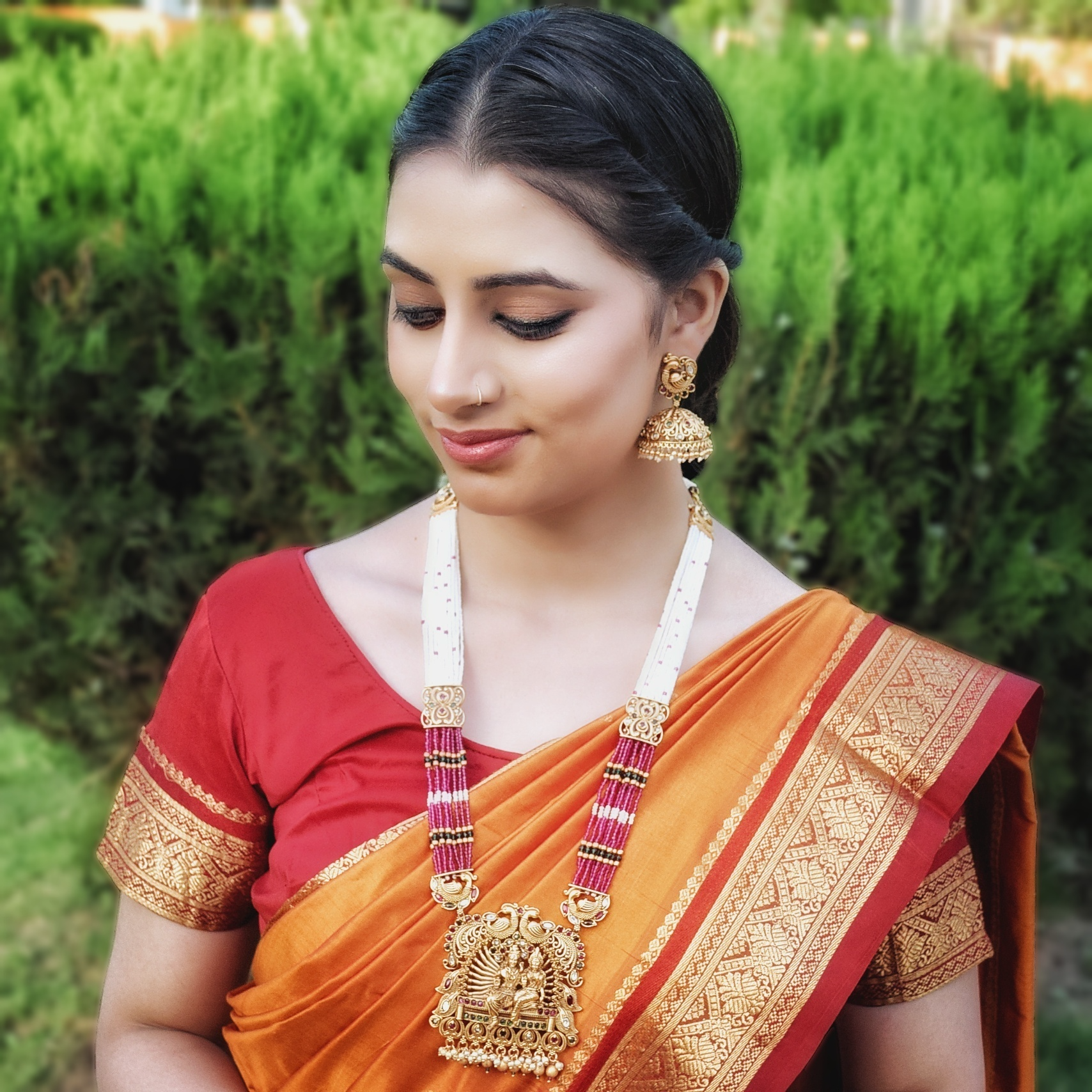 Heavy Temple Pendant set 5473-84 - Dazzles Jewellery