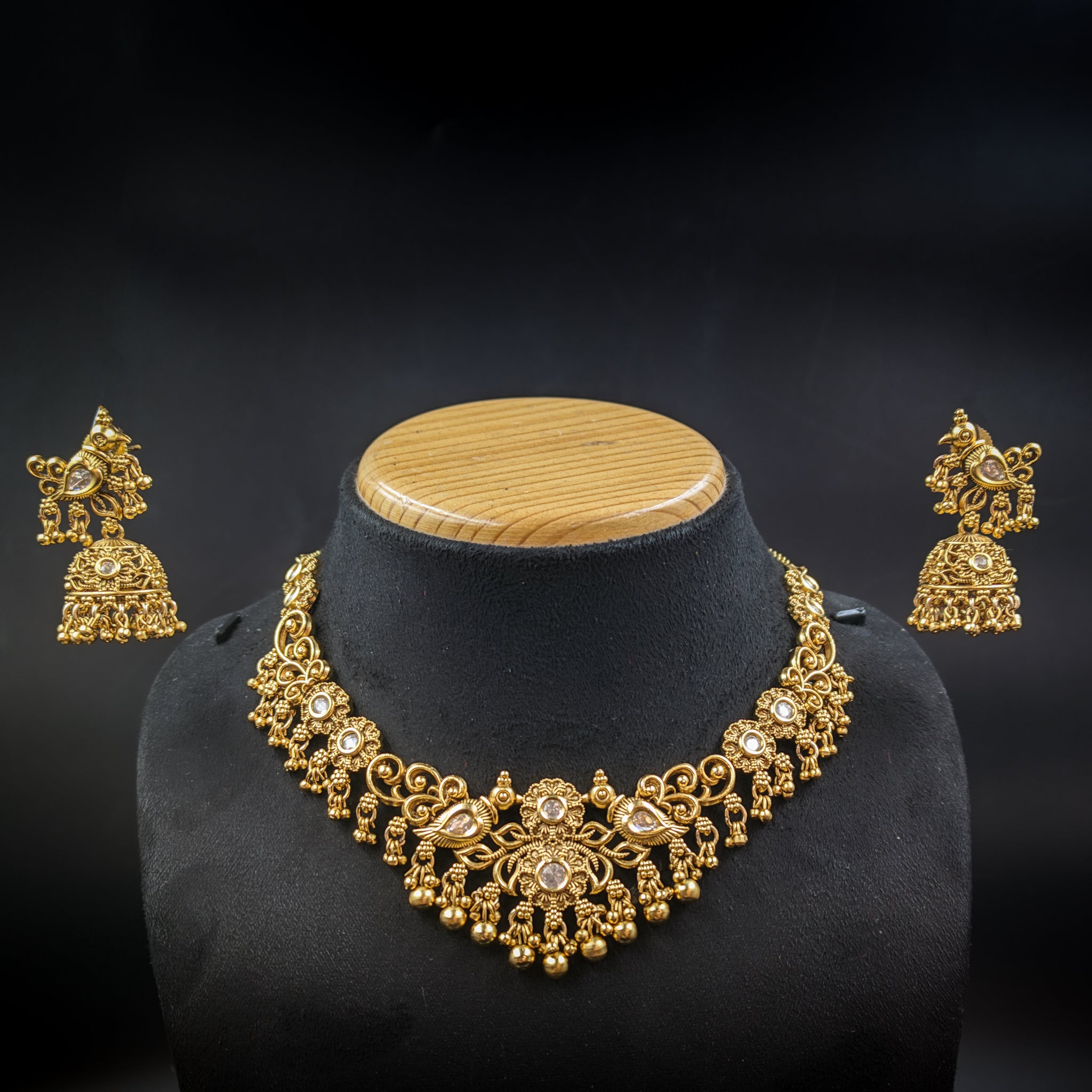 Round Neck Antique Necklace Set 6434 28 Dazzles Fashion and