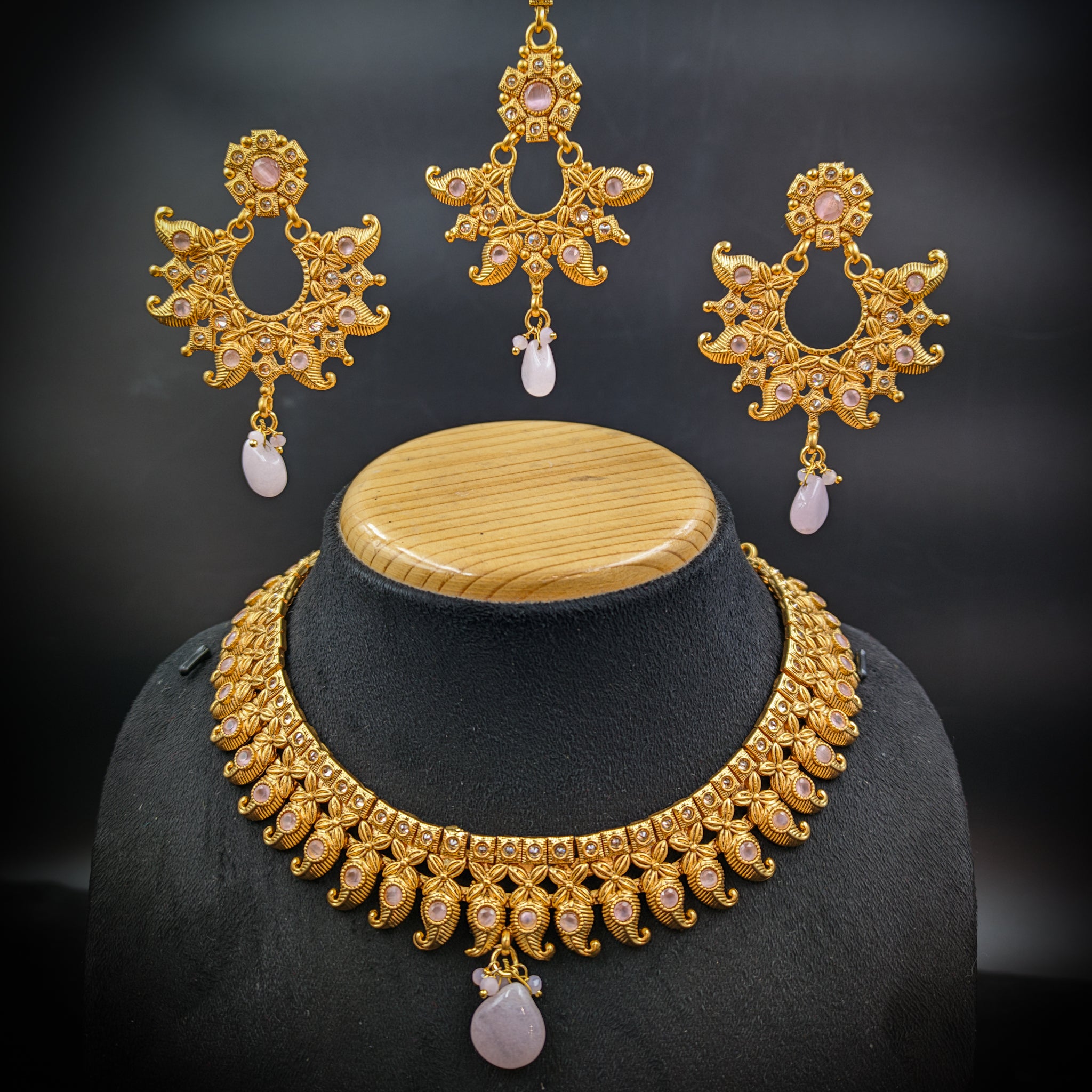 Pink Gold Look Necklace Set - Dazzles Jewellery