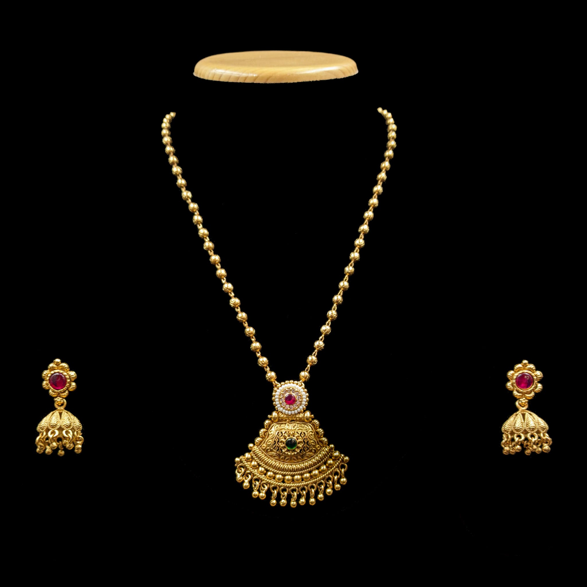 Medium Antique Pendant Set 7014-1 - Dazzles Jewellery