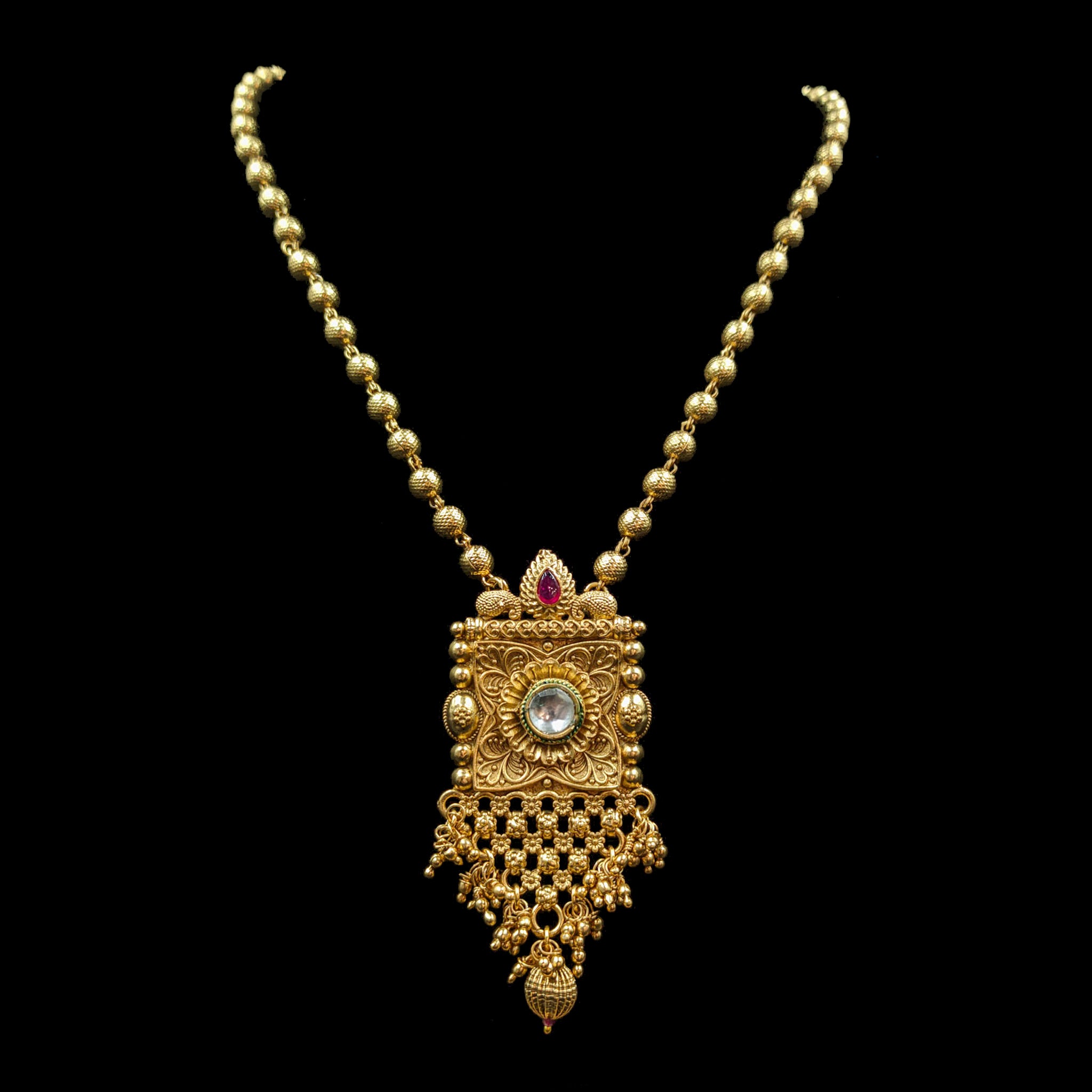 Medium Antique Pendant Set 7026-1 - Dazzles Jewellery