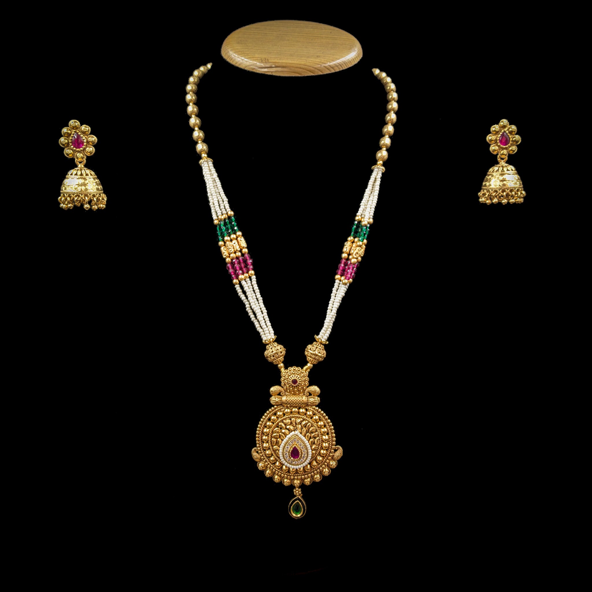 Medium Antique Pendant Set 7020-1 - Dazzles Jewellery