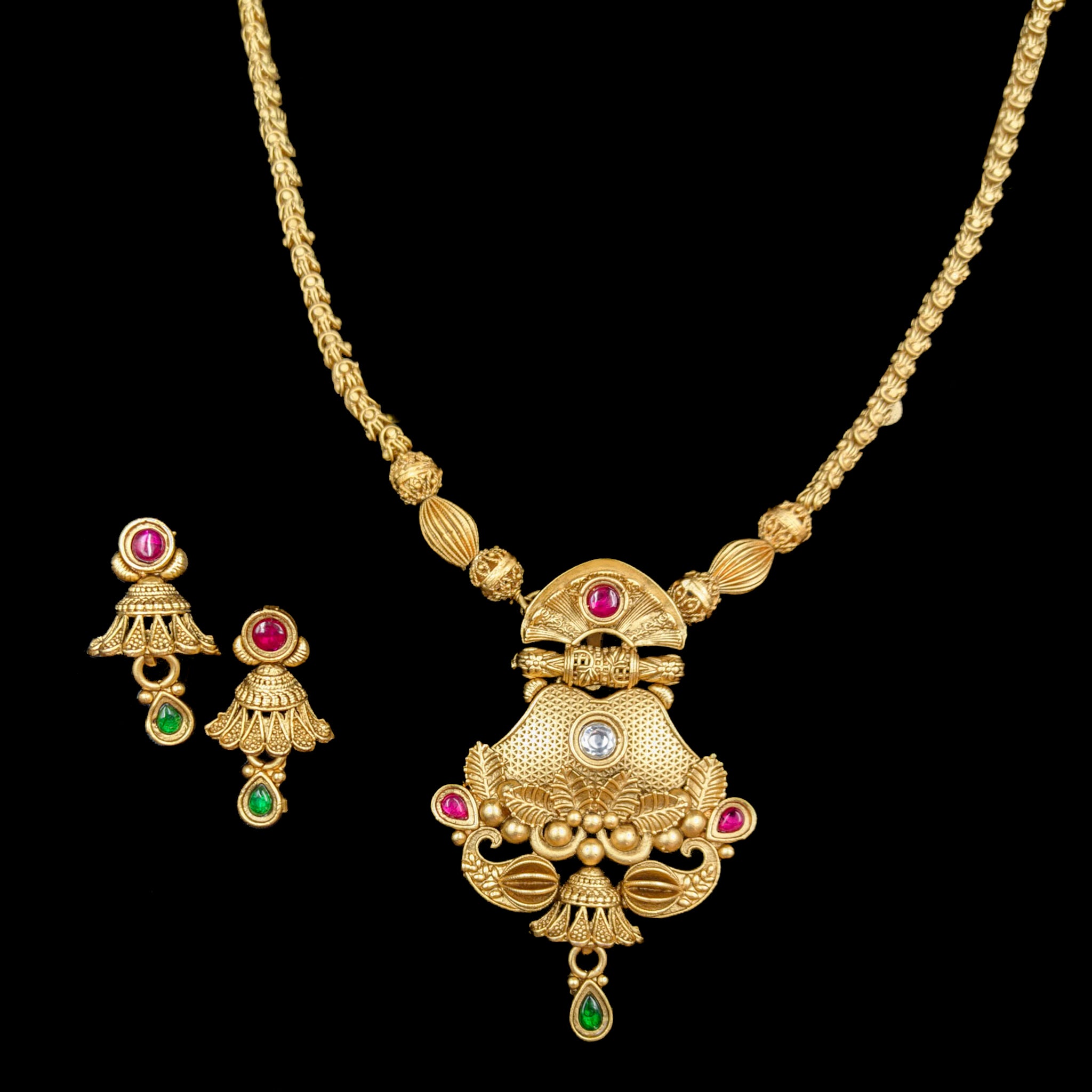 Medium Antique Pendant Set 7015-1 - Dazzles Jewellery