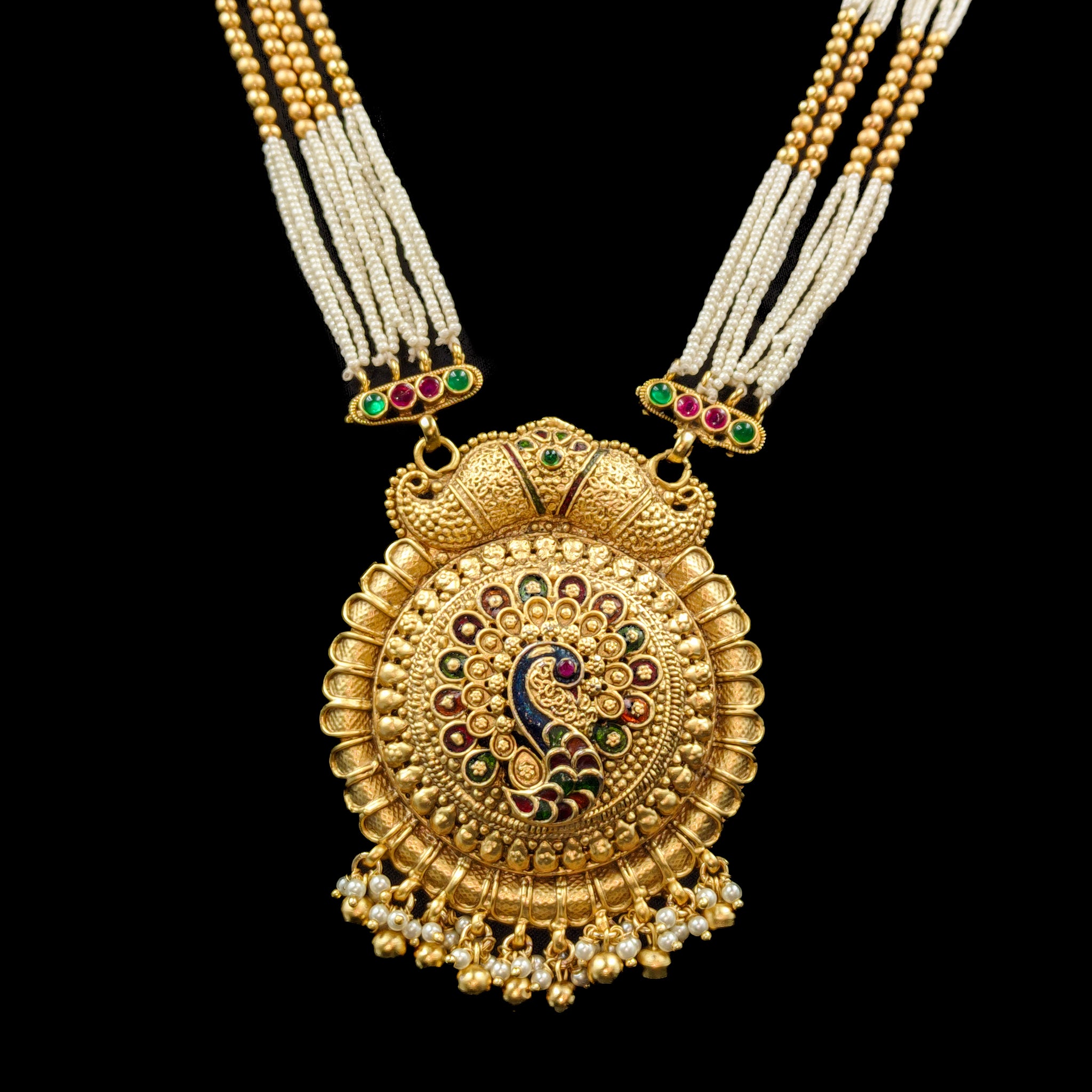 Heavy Antique Pendant Set 6388-28 - Dazzles Jewellery